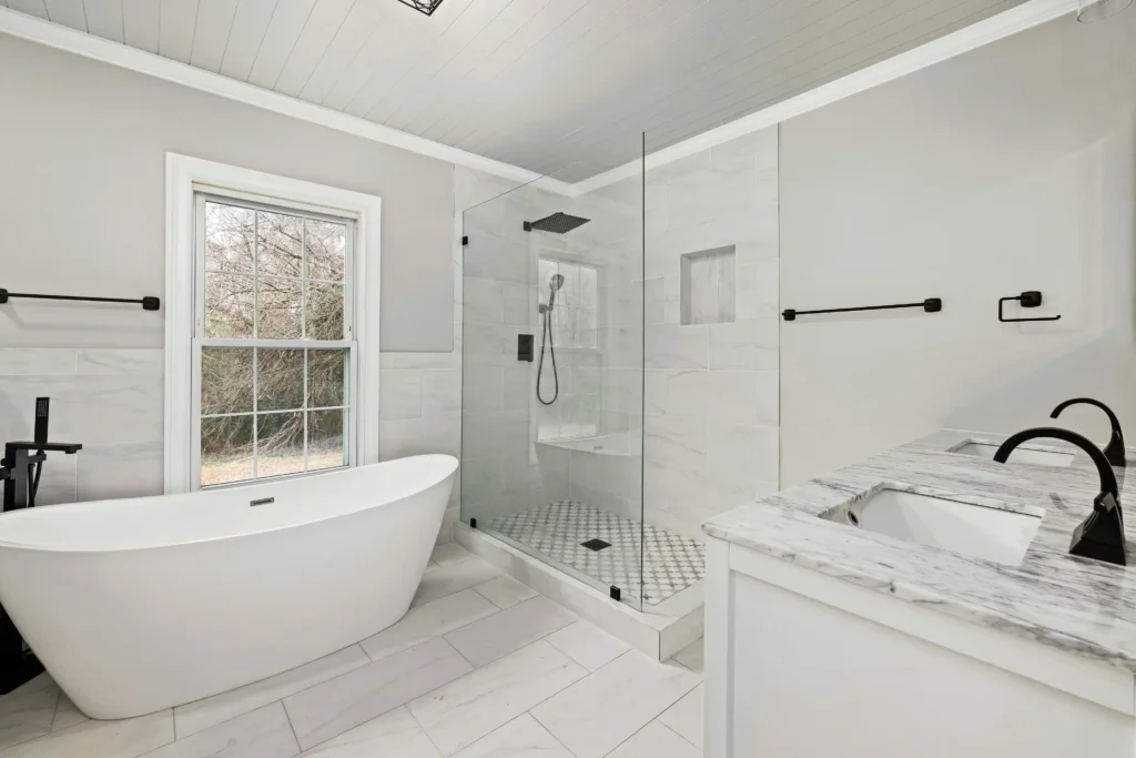 bath room remodel with a tub